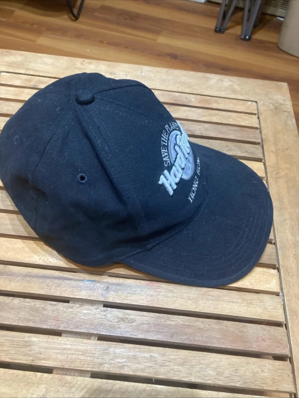 Hard Rock Cafe Hong Kong Save The Planet Love All Serve All Black OSFM Cap Hat